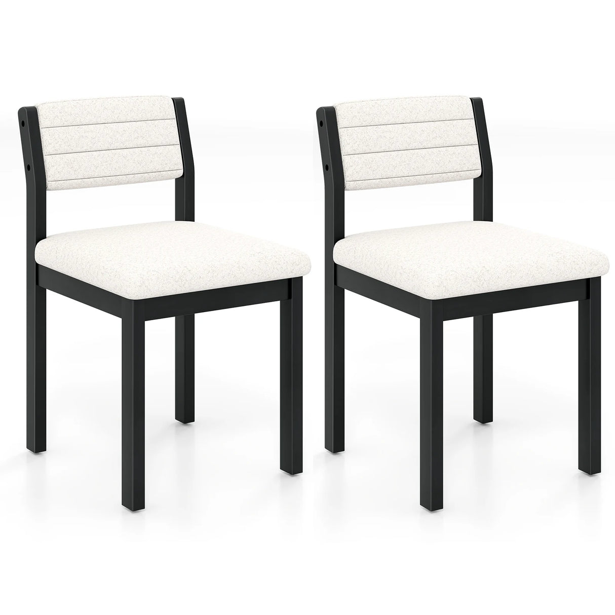 Set of 2 Dining Chairs Sherpa Upholstered Armless Chair with Wood Frame-White