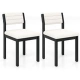 Set of 2 Dining Chairs Sherpa Upholstered Armless Chair with Wood Frame-White