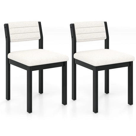 Set of 2 Dining Chairs Sherpa Upholstered Armless Chair with Wood Frame-White