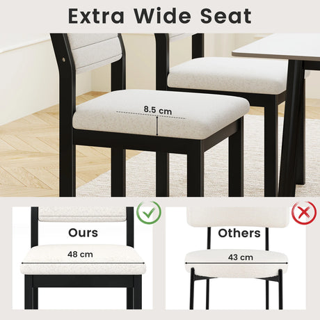 Set of 2 Dining Chairs Sherpa Upholstered Armless Chair with Wood Frame-White