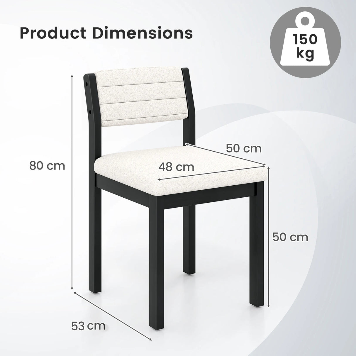 Set of 2 Dining Chairs Sherpa Upholstered Armless Chair with Wood Frame-White