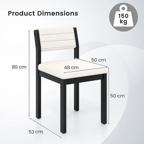 Set of 2 Dining Chairs Sherpa Upholstered Armless Chair with Wood Frame-White