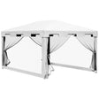 Outsunny 4 x 3 m Party Tent Wedding Gazebo Outdoor Waterproof PE Canopy Shade with Panel