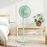 HOMCOM 40 cm Standing Fan, Cooling Floor Fan with 80 Oscillating, Adjustable Tilt and Height, 4 Speed, Remote Control, Green