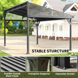 Outsunny 4.3 x 3 m Garden Pergola with Galvanised Steel Roof, Lean to Pergola Gazebo with Netting Curtains, Dark Grey