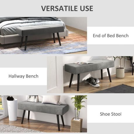 HOMCOM End of Bed Bench with X-Shape Design and Steel Legs, Upholstered Hallway Bench for Bedroom, Grey