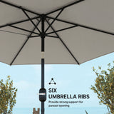 Outsunny 2.6 m Garden Parasol Umbrella with Aluminium Pole, Outdoor Patio Umbrella with Tilt and Crank, Vent, Light Grey
