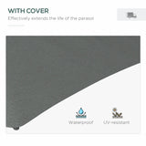 Outsunny 3(m) Solar LED Cantilever Parasol - Dark Grey
