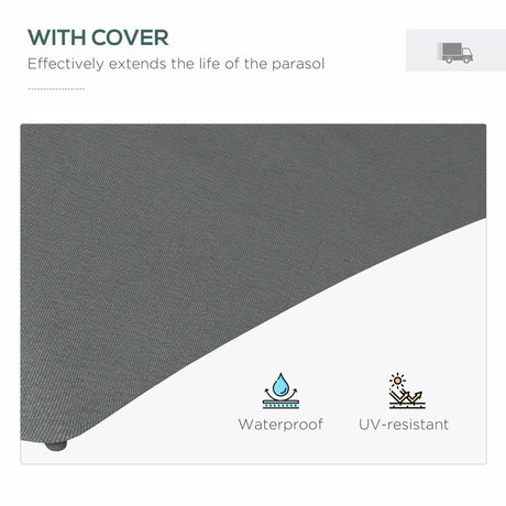 Outsunny 3(m) Solar LED Cantilever Parasol - Dark Grey