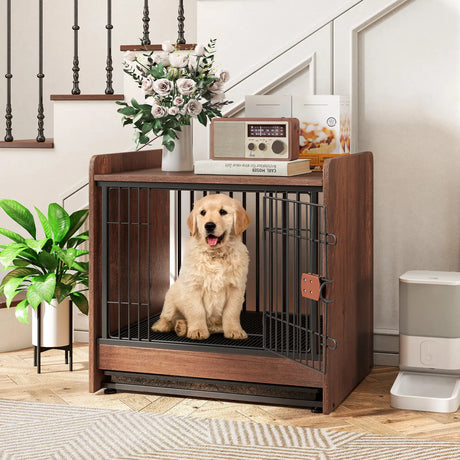 Dog Crate Furniture Indoor Dog Cage with Removable Tray