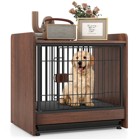 Dog Crate Furniture Indoor Dog Cage with Removable Tray