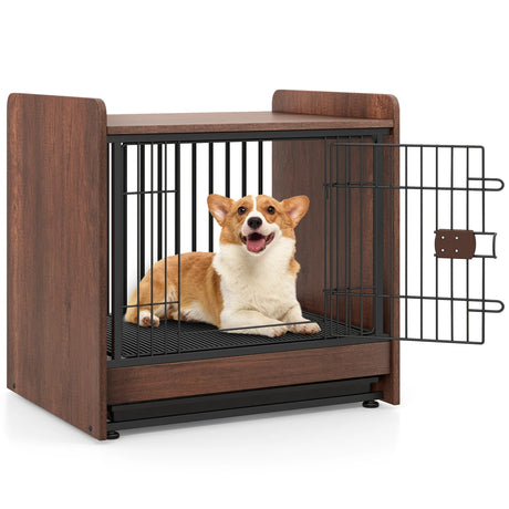 Dog Crate Furniture Indoor Dog Cage with Removable Tray
