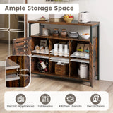Buffet Cabinet Industrial Sideboard Storage Cabinet with Push-to-Open Slatted Door and 3 Adjustable Shelves-Rustic Brown