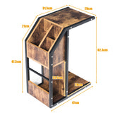 Industrial C-Shape Snack End Table with Storage Space