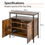 Industrial Sideboard Wooden Storage Cabinet with 2-Door-Rustic Brown