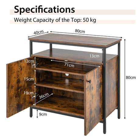 Industrial Sideboard Wooden Storage Cabinet with 2-Door-Rustic Brown