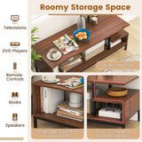 Industrial TV Stand for TVs up to 120 CM with Open Storage Shelves-Walnut