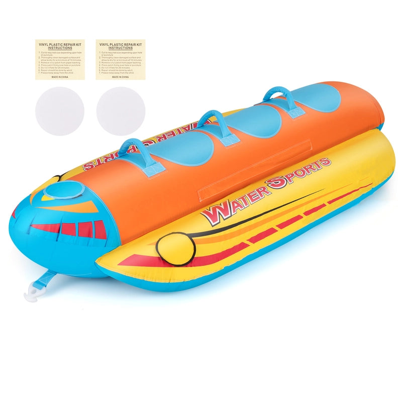 3-Person Inflatable Banana Boat with 3 EVA-padded Seats and Handles