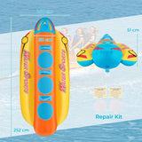 3-Person Inflatable Banana Boat with 3 EVA-padded Seats and Handles