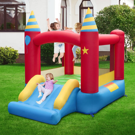 2-in-1 Inflatable Bounce House with Slide & Carrying Bag (without Blower)