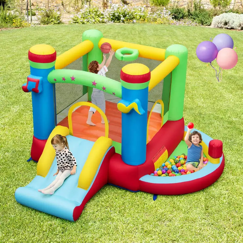 Inflatable Bounce House Kids Music-Themed Castle Sound Interaction Inflatable Bouncer without Blower