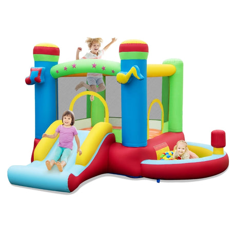 Inflatable Bounce House Kids Music-Themed Castle Sound Interaction Inflatable Bouncer without Blower