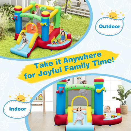 Inflatable Bounce House Kids Music-Themed Castle Sound Interaction Inflatable Bouncer without Blower