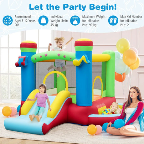 Inflatable Bounce House Kids Music-Themed Castle Sound Interaction Inflatable Bouncer without Blower