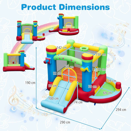Inflatable Bounce House Kids Music-Themed Castle Sound Interaction Inflatable Bouncer without Blower