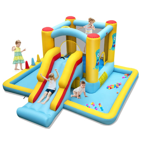 7-in-1 Giant Bouncy Castle with Slide and Tunnel without Blower
