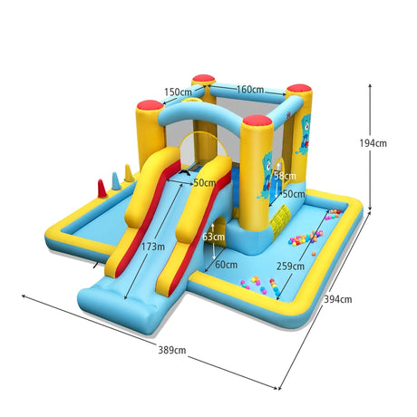 7-in-1 Giant Bouncy Castle with Slide and Tunnel without Blower