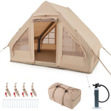 4-6 People Inflatable Camping Tent for Family Camping-Beige