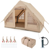 4-6 People Inflatable Camping Tent for Family Camping-Beige