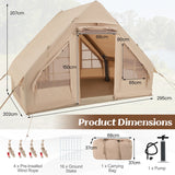 4-6 People Inflatable Camping Tent for Family Camping-Beige