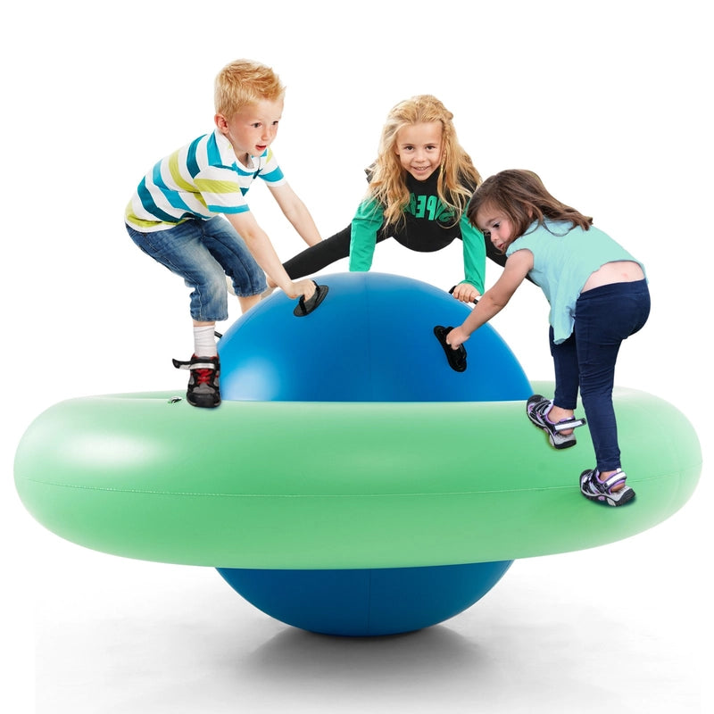 7.5 Foot Giant Inflatable Dome Rocker Bouncer with 6 Built-in Handles for Kids-Green