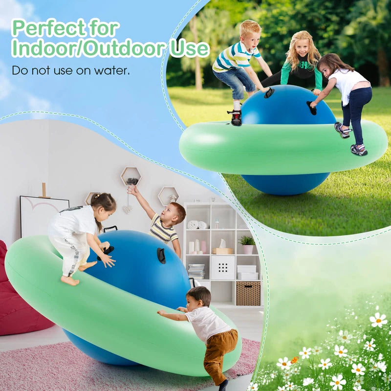7.5 Foot Giant Inflatable Dome Rocker Bouncer with 6 Built-in Handles for Kids-Green