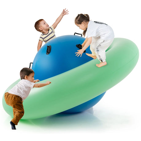 7.5 Foot Giant Inflatable Dome Rocker Bouncer with 6 Built-in Handles for Kids-Green