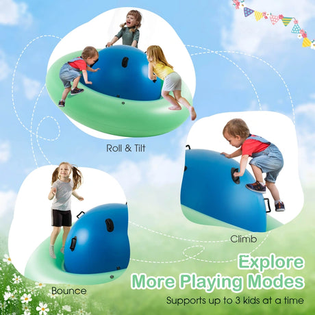 7.5 Foot Giant Inflatable Dome Rocker Bouncer with 6 Built-in Handles for Kids-Green