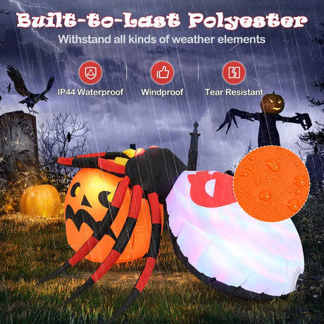 Inflatable Halloween Spider with Colorful Rotating Light