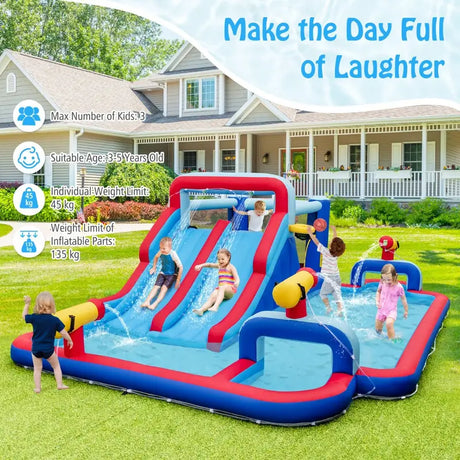 Inflatable Water Slide Park for Kids Backyard Outdoor Fun (without Blower)