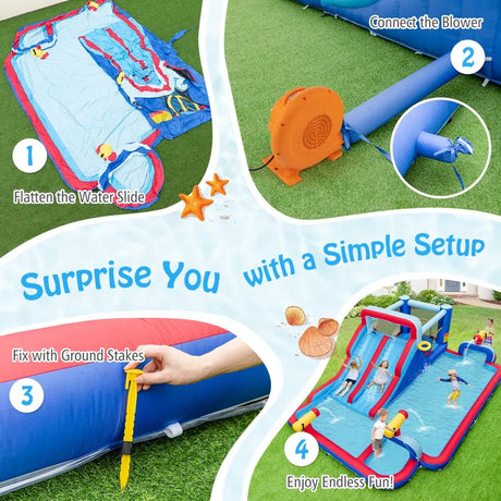 Inflatable Water Slide Park for Kids Backyard Outdoor Fun (without Blower)