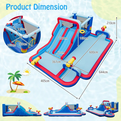 Inflatable Water Slide Park for Kids Backyard Outdoor Fun (without Blower)