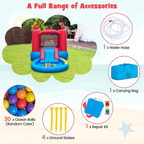 Inflatable Red Crab-themed Water Slide Park with Slide and Splash Pools