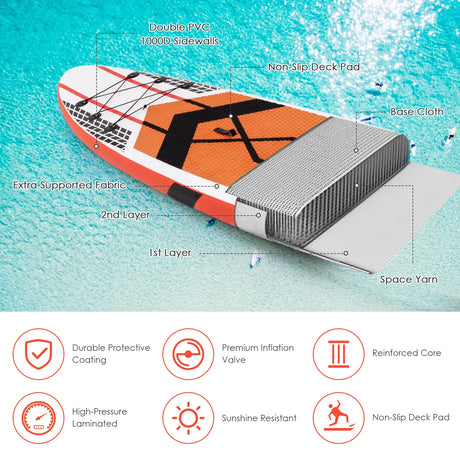10.5 Feet Inflatable Stand Up Paddle Board with Carrying Bag and Aluminum Paddle-M