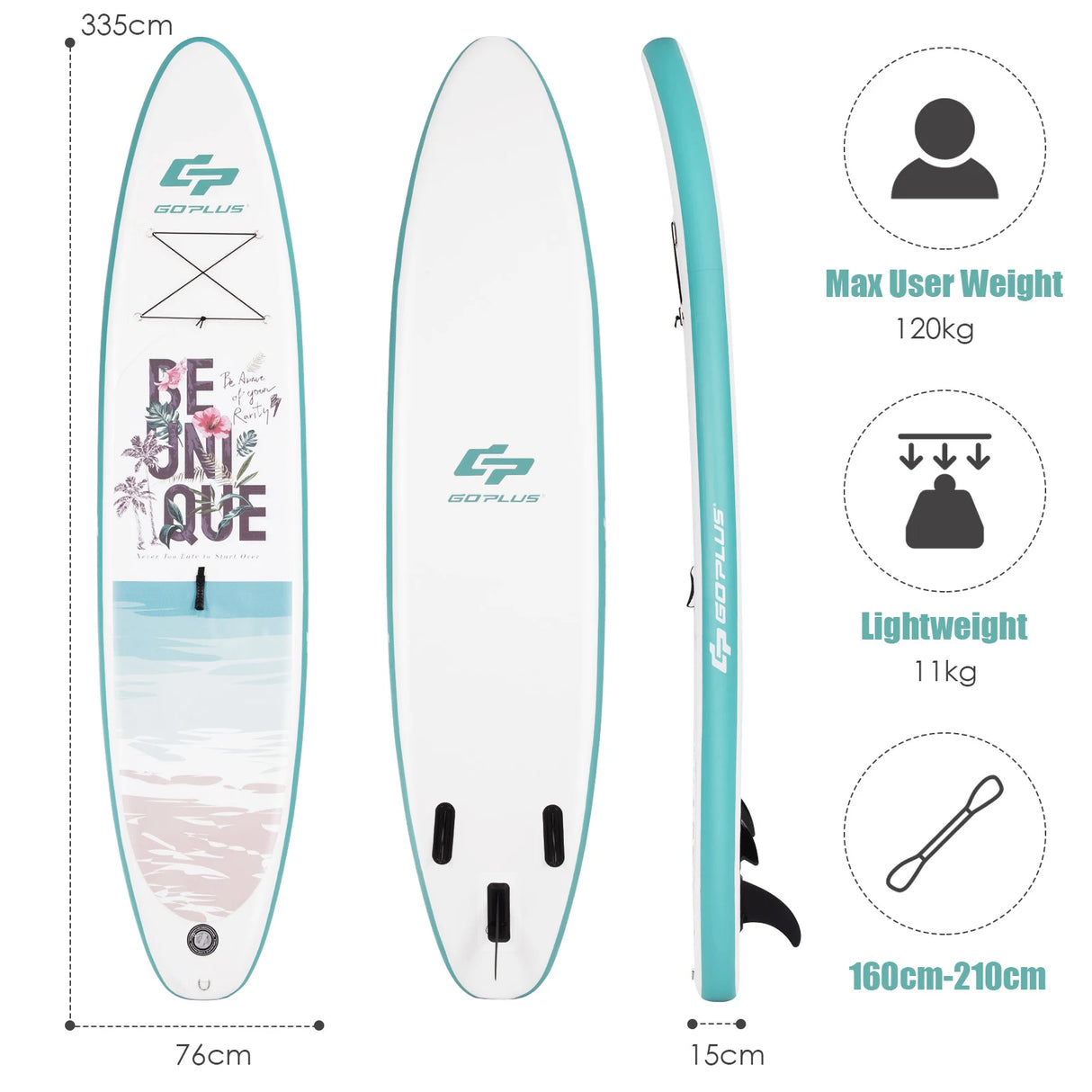 11 ft Inflatable Stand Up Paddle Board Surfboard with Aluminum Paddle Pump-11 ft