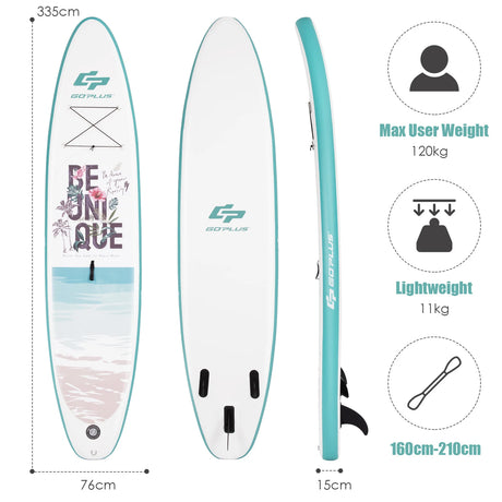 11 ft Inflatable Stand Up Paddle Board Surfboard with Aluminum Paddle Pump-11 ft