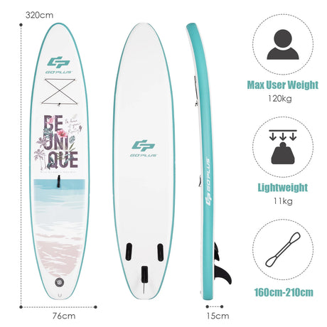 10.5 ft Inflatable Stand Up Paddle Board Surfboard with Aluminum Paddle Pump-10.5 ft