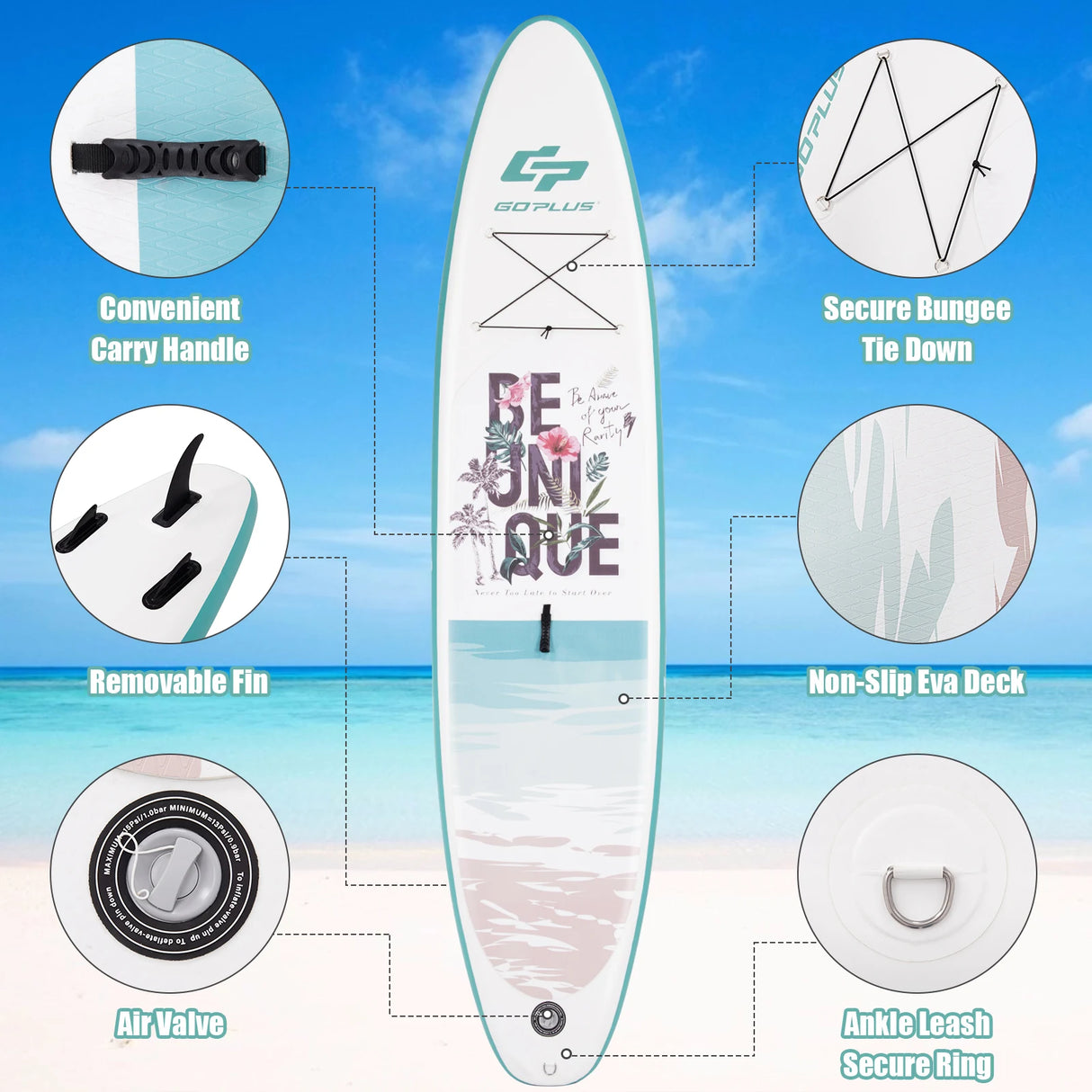 10.5 ft Inflatable Stand Up Paddle Board Surfboard with Aluminum Paddle Pump-10.5 ft