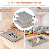 Inflatable Toddler Travel Bed with Electric Pump and Raised Bed Rails-Grey