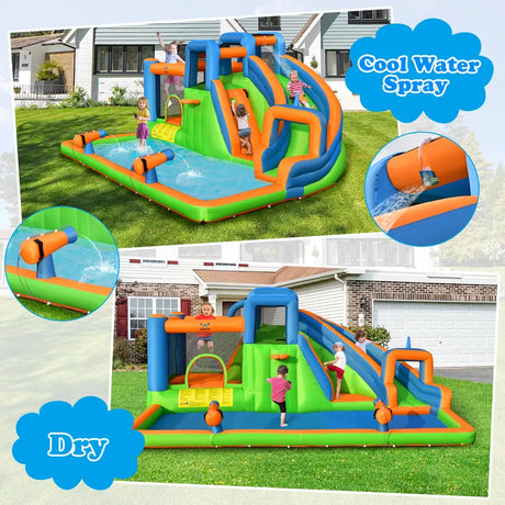 Inflatable Water Slide with Dual Climbing Walls and Blower Excluded